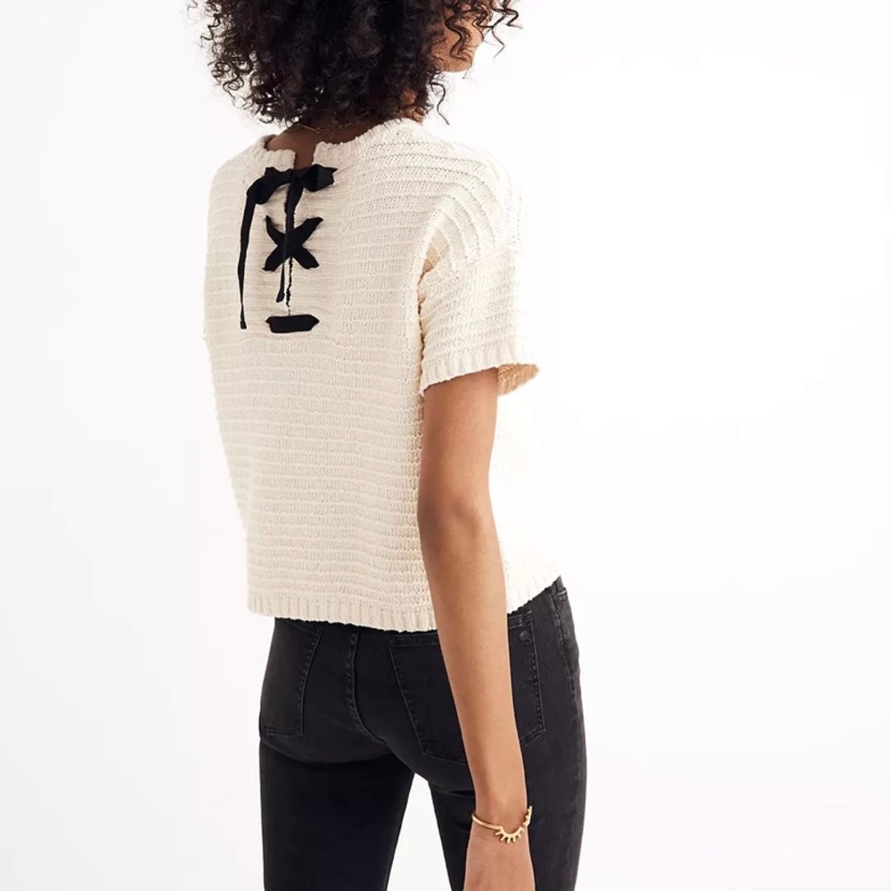 Madewell Cream Sweater with Black Detail
